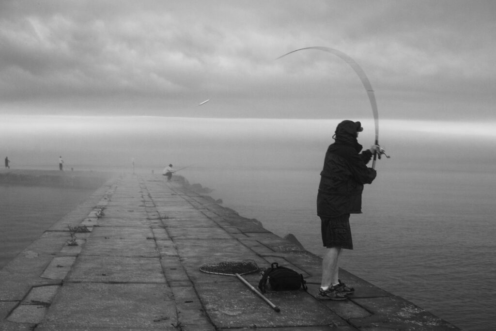 Local fishermen on the south pier; Algoma, WI 2010; © 2022 Jason Houge, All Rights Reserved; Algoma_046